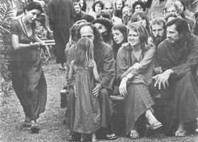 (left side) preparing Darshan with Osho