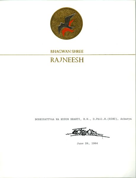 Paper-name Bodhisattva Kusum Bharti 28.06.1984.jpg