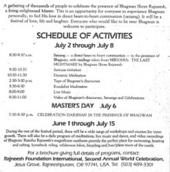 Second Annual World Celebration 1983 schedule