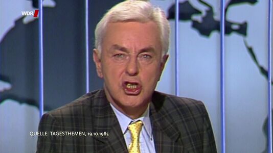 still 38m 01s. News reporter H.J. Friedrichs in german newscast 1985