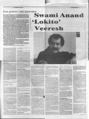 An interview with Veeresh, Dutch Rajneesh Times, Oct 13 - 26, 1987. Page 5.