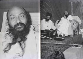 Photo VIII : Bhagwan resting between sessions Photo IX : The Kirtan meditation