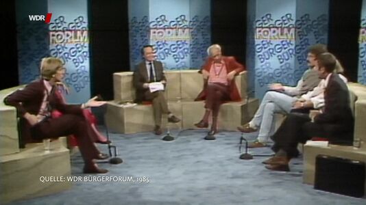 still 22m 46s. Shows discussion board in german TV report „WDR Bürgerforum“ 1984