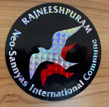 Iridescent Sticker, First Festival 1982, "Rajneeshpuram Neo-Sannyas International Commune".