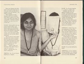 Pages 496 - 497: Sheela holding a newspaper over her husband Chinmaya's face.